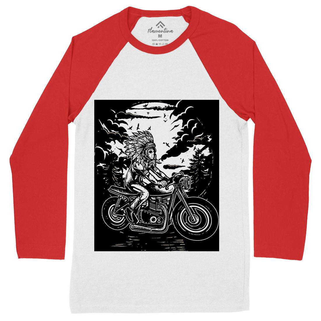 Indian Chief Rider Mens Long Sleeve Baseball T-Shirt Motorcycles A546