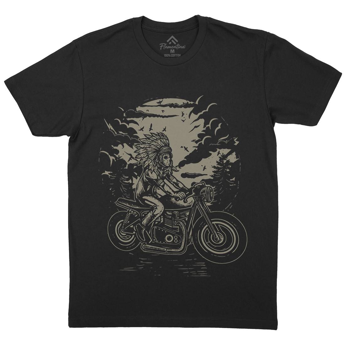Indian Chief Rider Mens Crew Neck T-Shirt Motorcycles A546