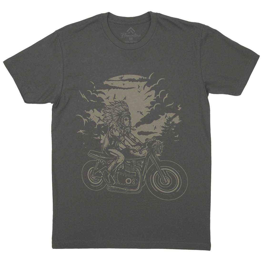 Indian Chief Rider Mens Organic Crew Neck T-Shirt Motorcycles A546