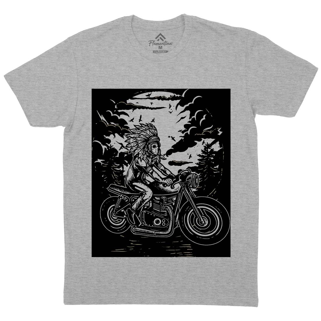 Indian Chief Rider Mens Organic Crew Neck T-Shirt Motorcycles A546