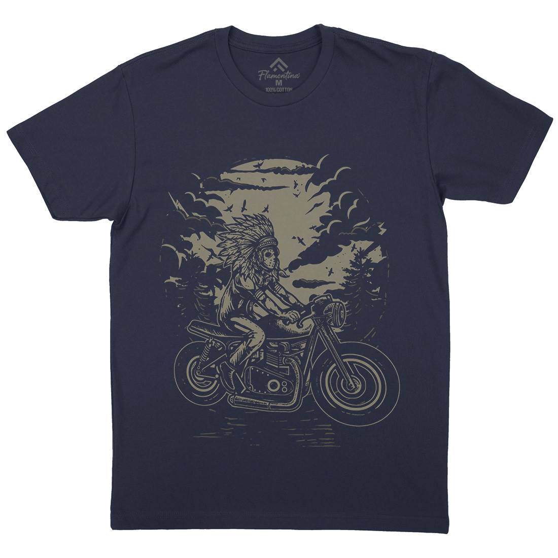 Indian Chief Rider Mens Crew Neck T-Shirt Motorcycles A546