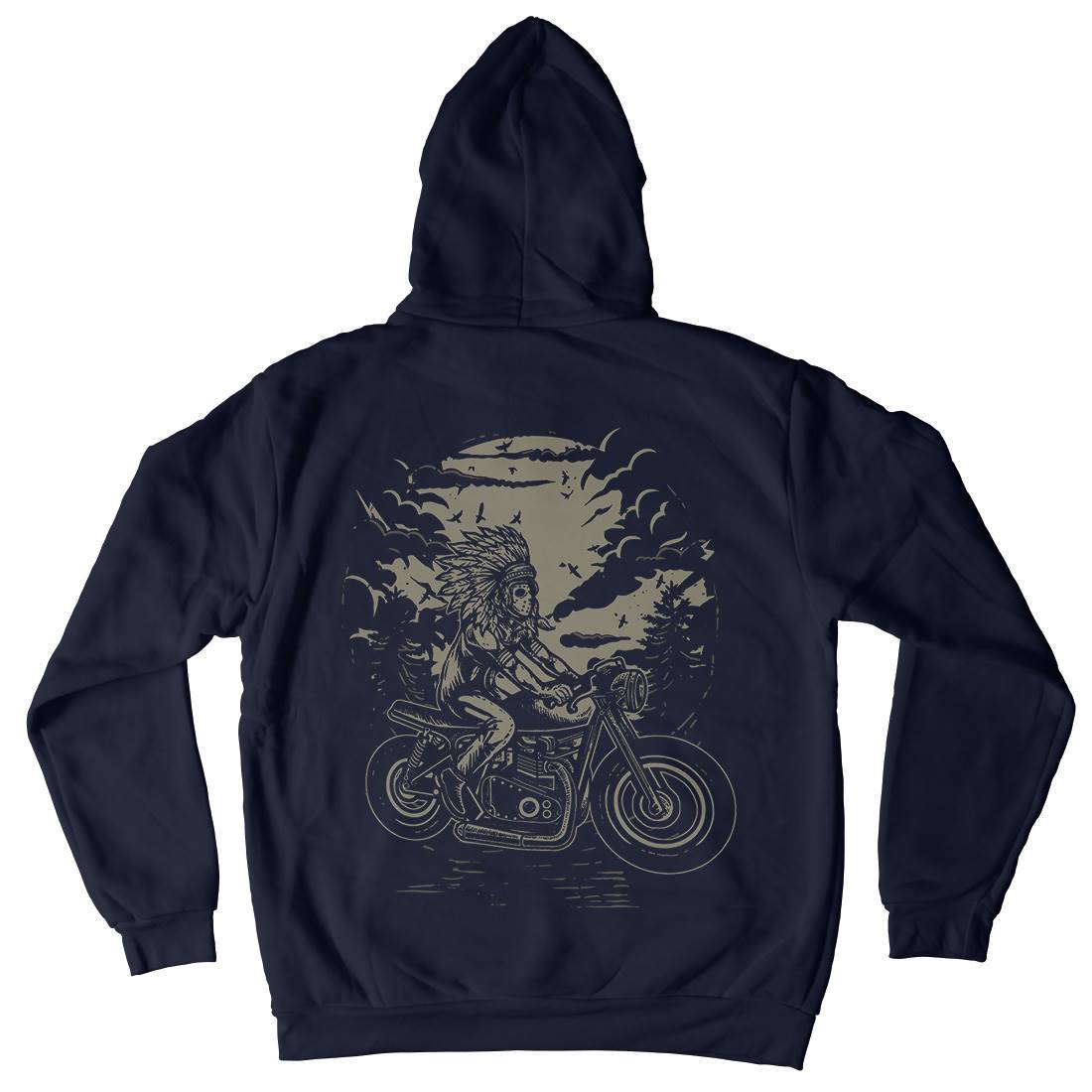 Indian Chief Rider Mens Hoodie With Pocket Motorcycles A546