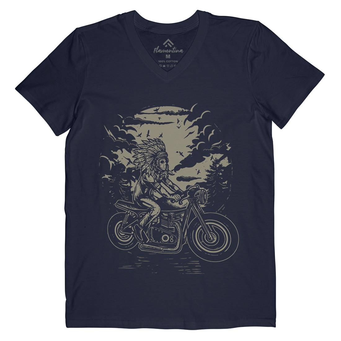 Indian Chief Rider Mens V-Neck T-Shirt Motorcycles A546
