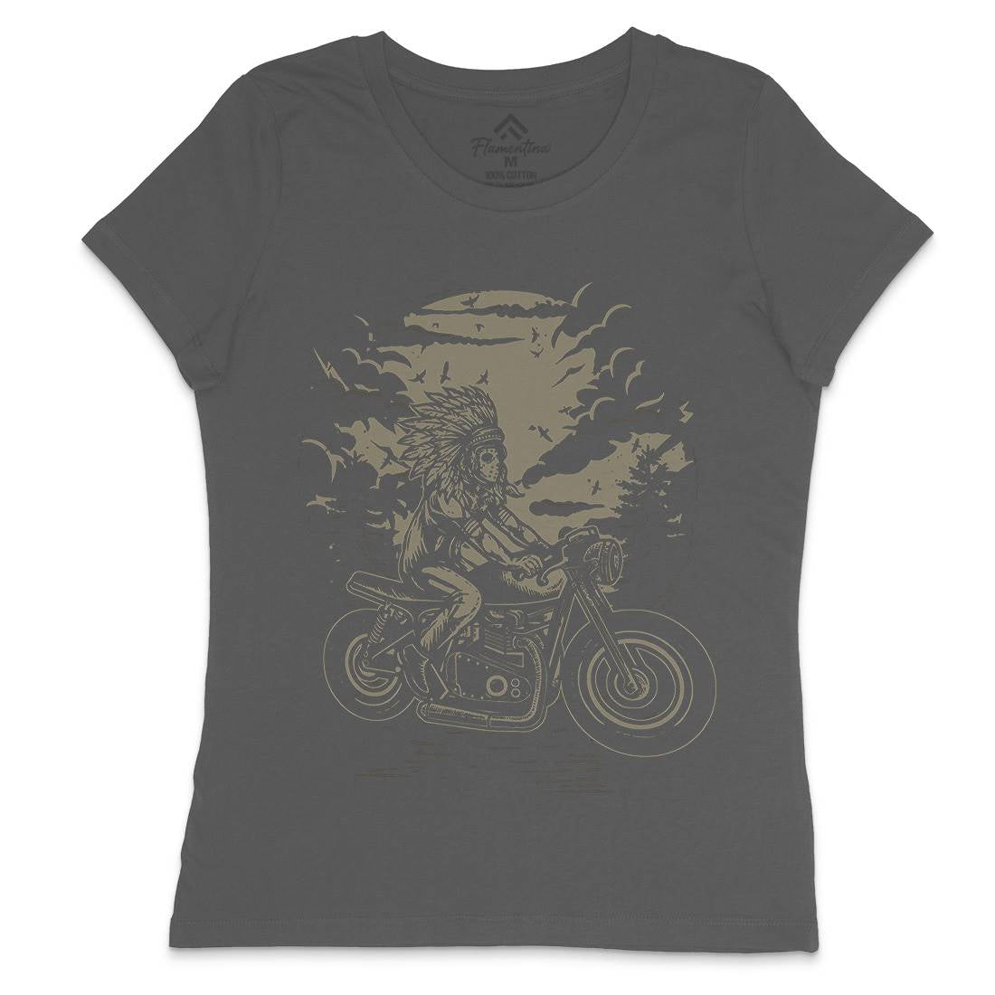 Indian Chief Rider Womens Crew Neck T-Shirt Motorcycles A546