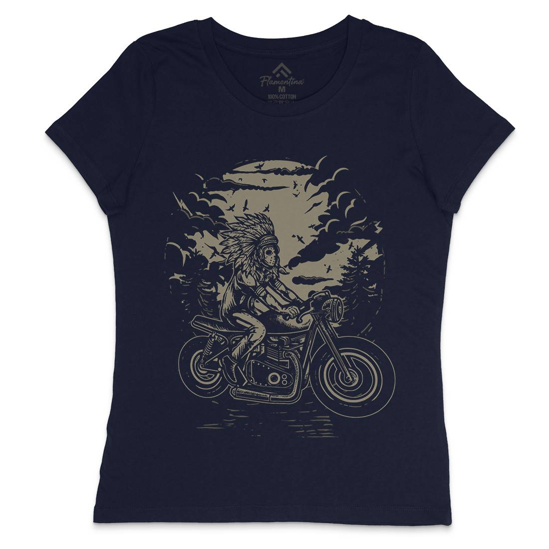 Indian Chief Rider Womens Crew Neck T-Shirt Motorcycles A546