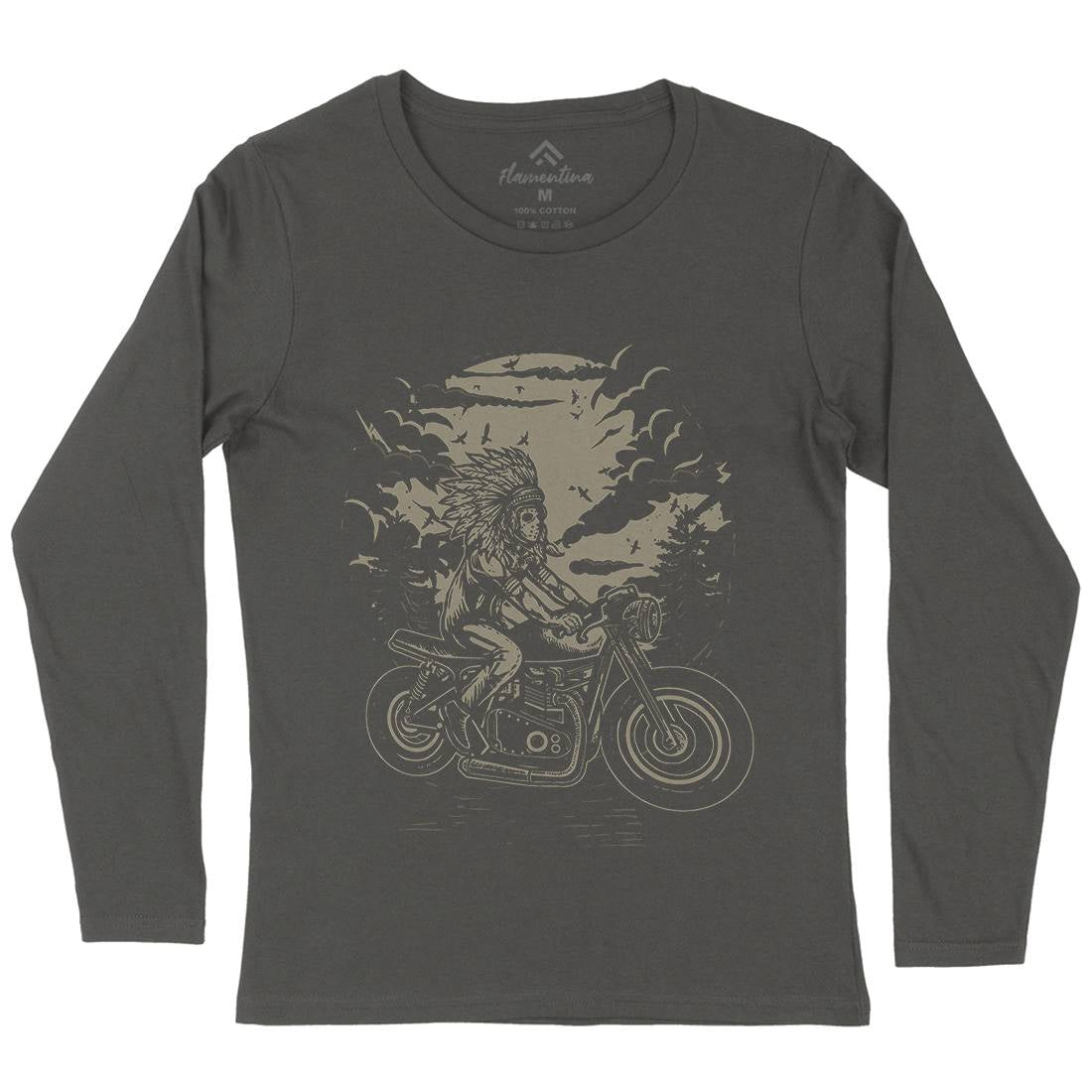 Indian Chief Rider Womens Long Sleeve T-Shirt Motorcycles A546