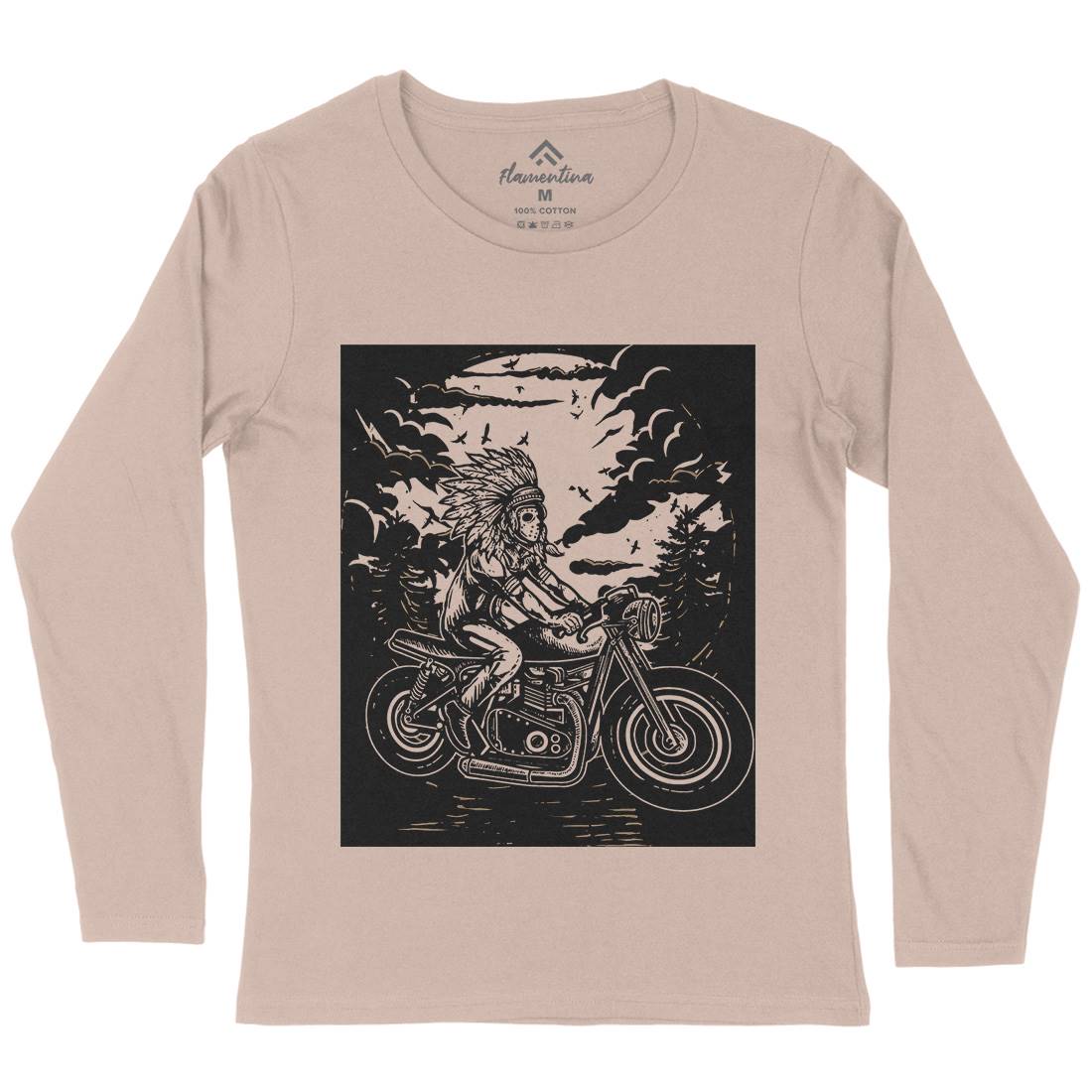 Indian Chief Rider Womens Long Sleeve T-Shirt Motorcycles A546