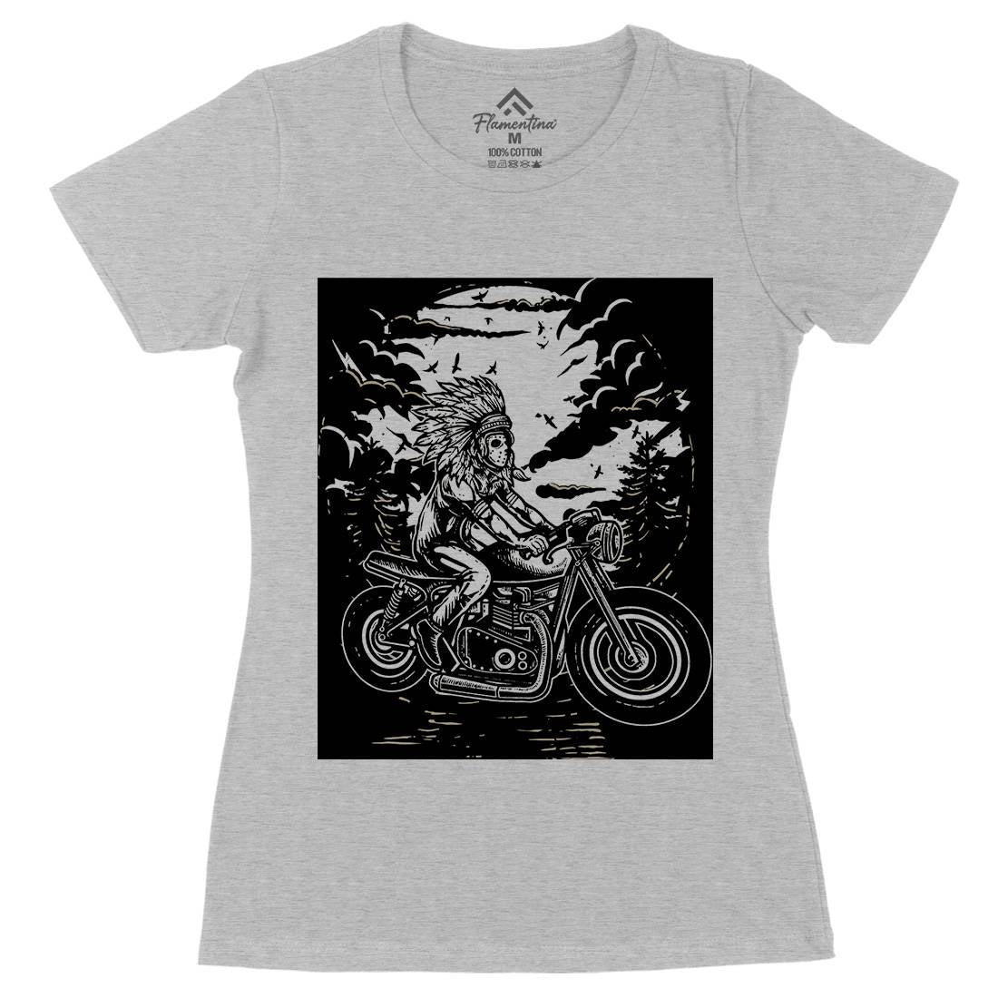 Indian Chief Rider Womens Organic Crew Neck T-Shirt Motorcycles A546