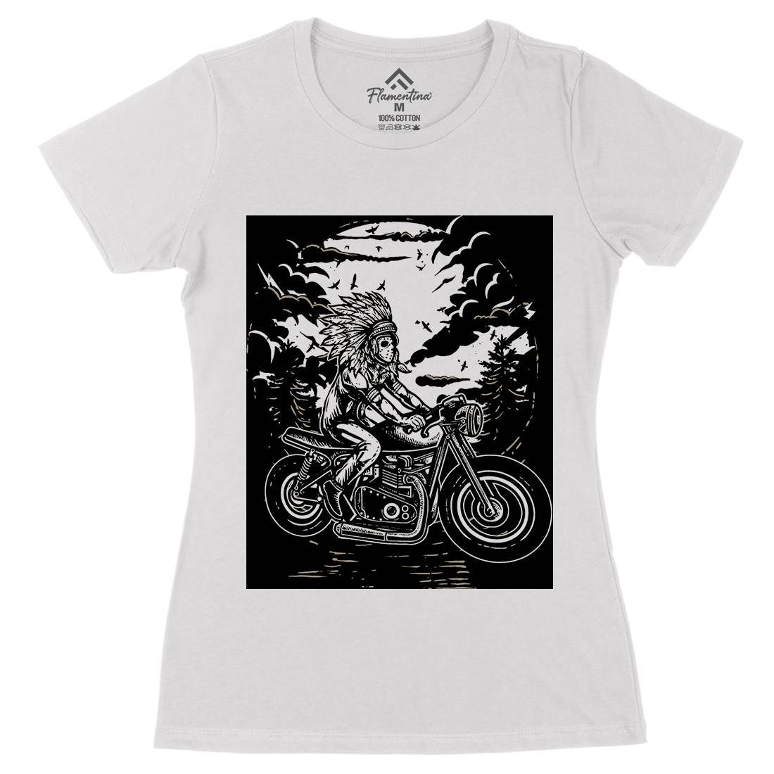 Indian Chief Rider Womens Organic Crew Neck T-Shirt Motorcycles A546