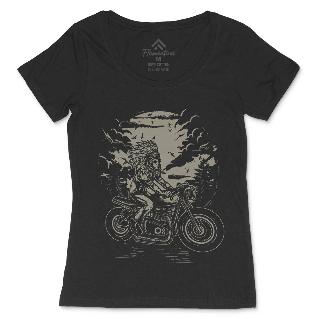 Indian Chief Rider Womens Scoop Neck T-Shirt Motorcycles A546