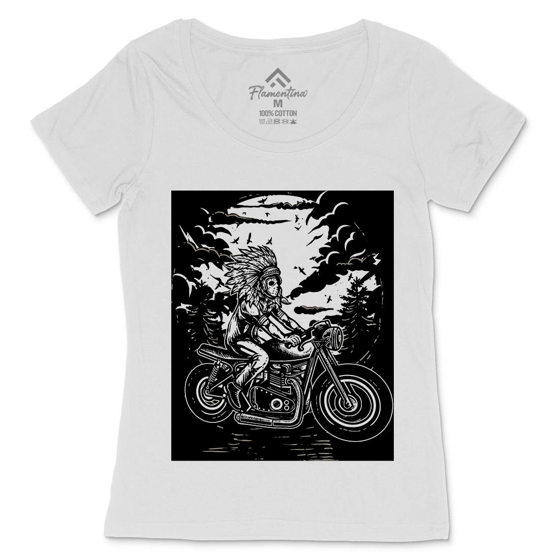 Indian Chief Rider Womens Scoop Neck T-Shirt Motorcycles A546