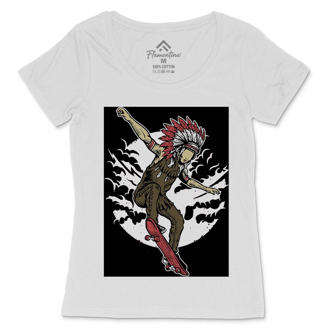 Indian Chief Skateboard Womens Scoop Neck T-Shirt Skate A547