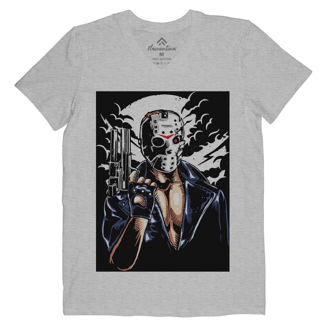 Jason Mens Organic V-Neck T-Shirt Horror A548