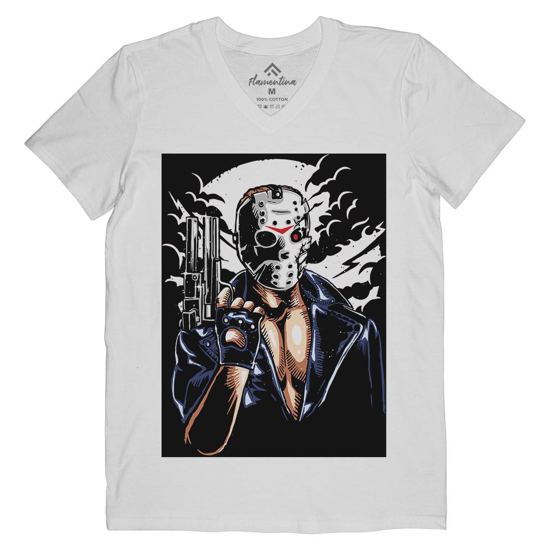Jason Mens Organic V-Neck T-Shirt Horror A548