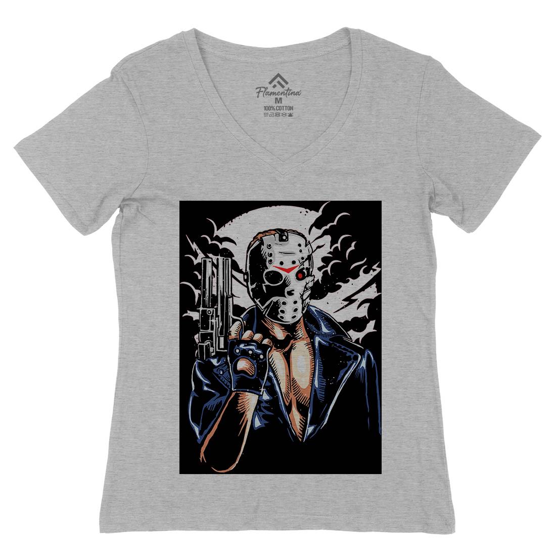 Jason Womens Organic V-Neck T-Shirt Horror A548