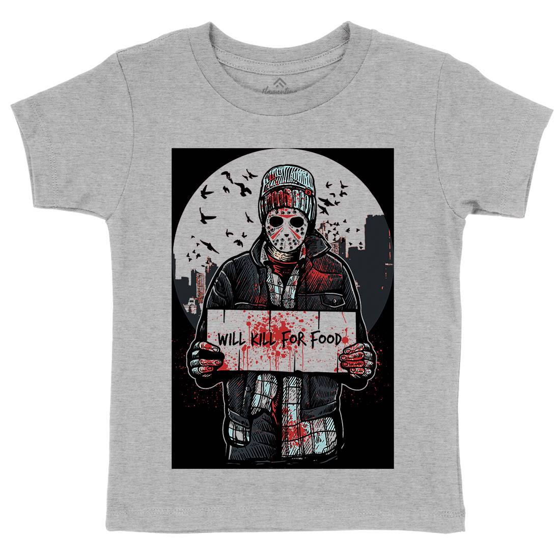 Kill For Food Kids Crew Neck T-Shirt Horror A549