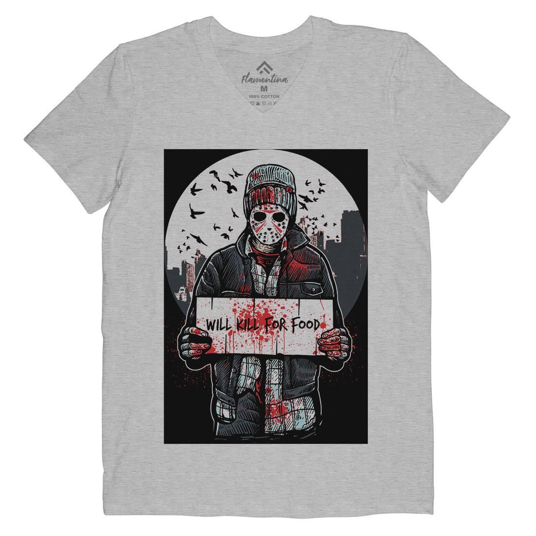 Kill For Food Mens V-Neck T-Shirt Horror A549