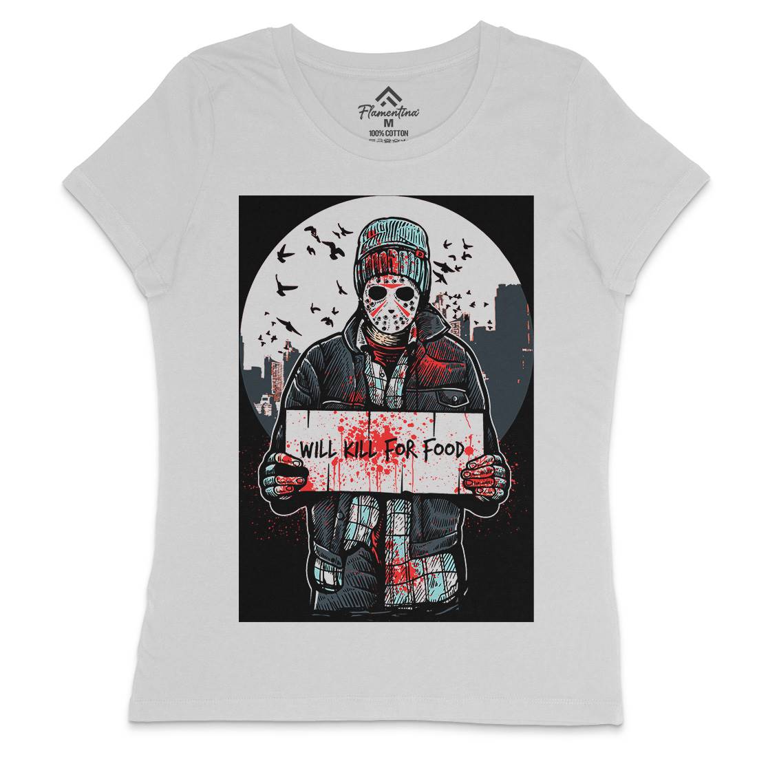 Kill For Food Womens Crew Neck T-Shirt Horror A549