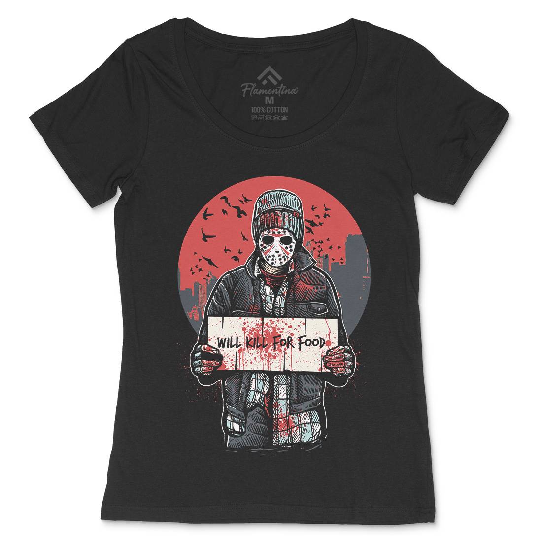 Kill For Food Womens Scoop Neck T-Shirt Horror A549