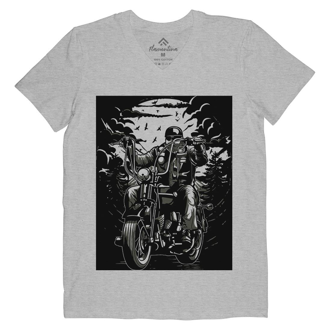 Live To Ride Motorcycle Mens V-Neck T-Shirt Horror A552