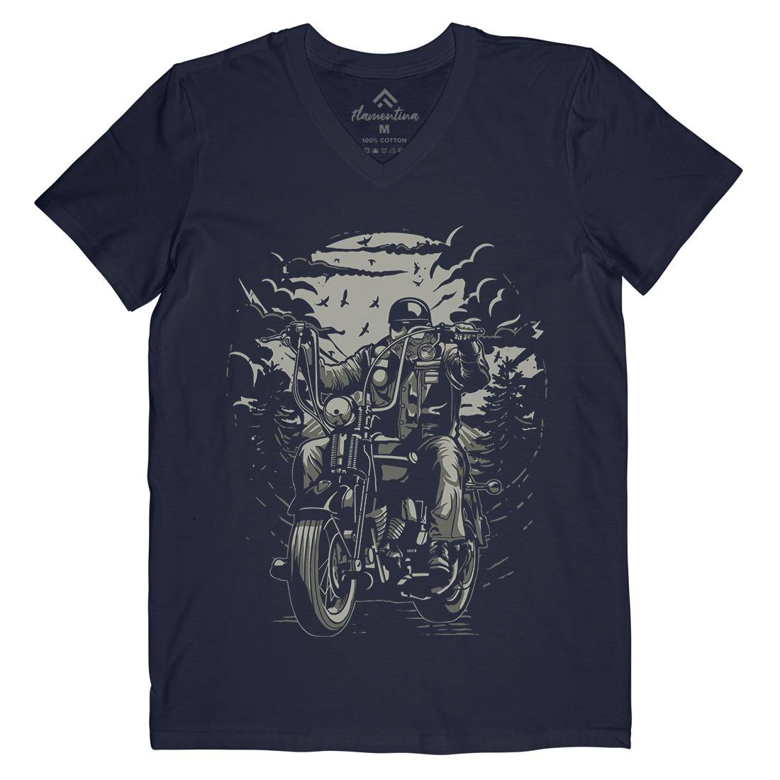 Live To Ride Motorcycle Mens Organic V-Neck T-Shirt Horror A552