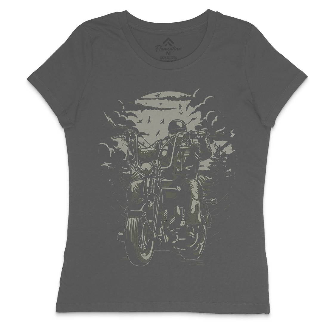Live To Ride Motorcycle Womens Crew Neck T-Shirt Horror A552