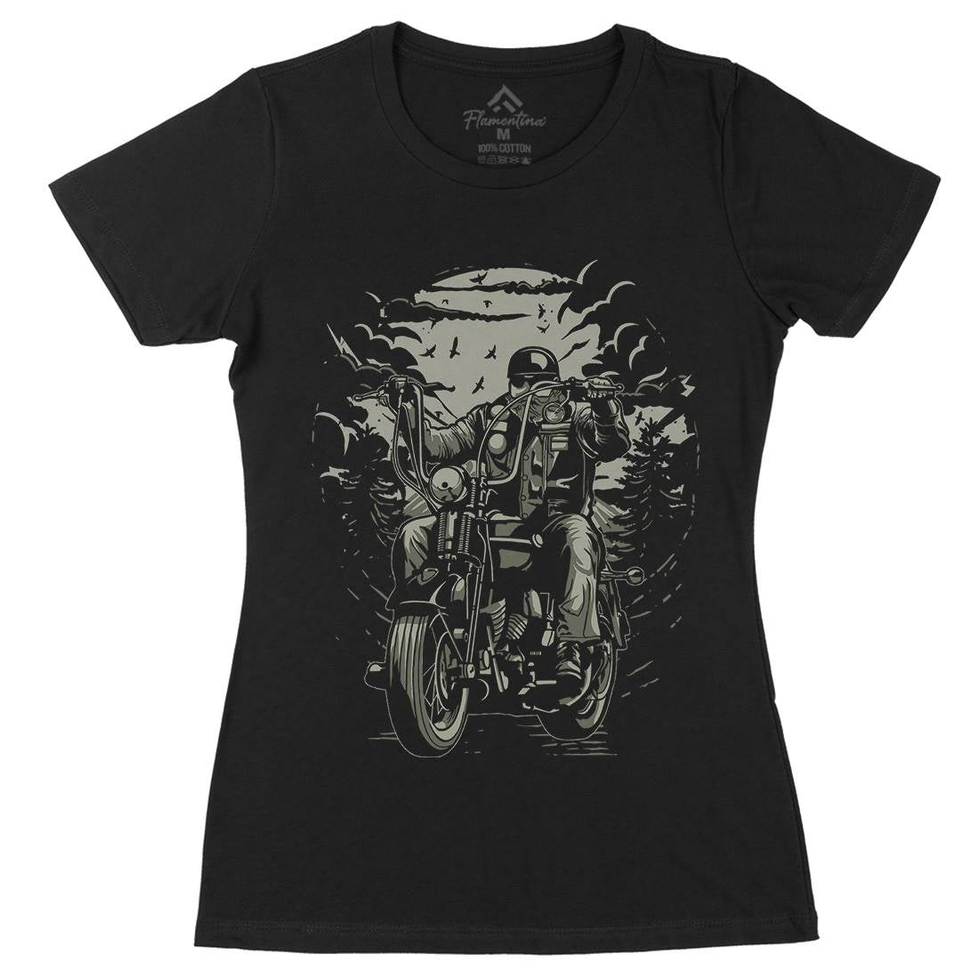 Live To Ride Motorcycle Womens Organic Crew Neck T-Shirt Horror A552