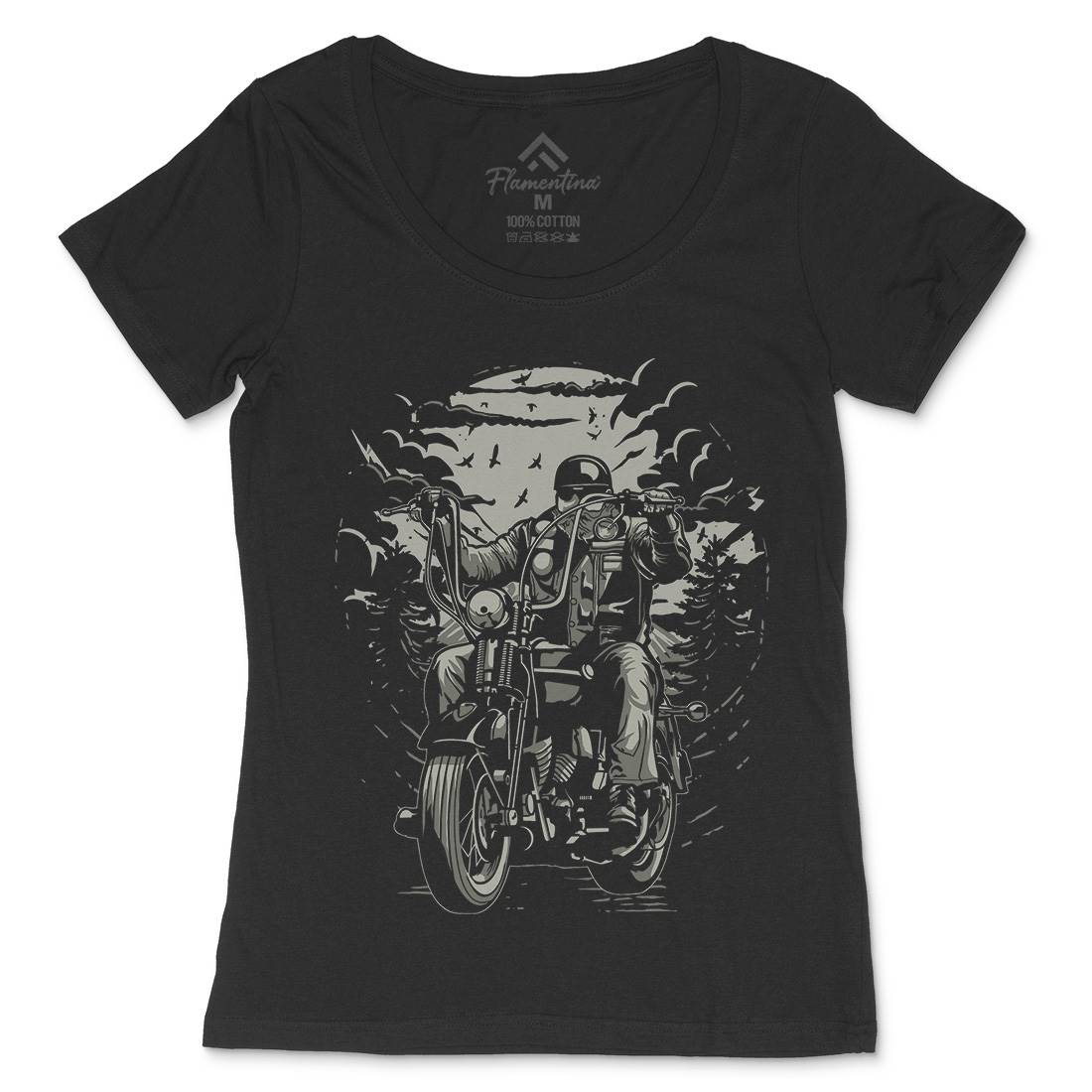 Live To Ride Motorcycle Womens Scoop Neck T-Shirt Horror A552