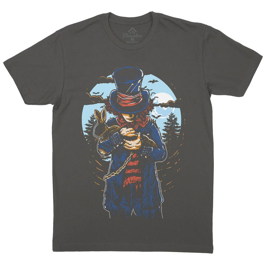 Mad Hatter Mens Organic Crew Neck T-Shirt Horror A553