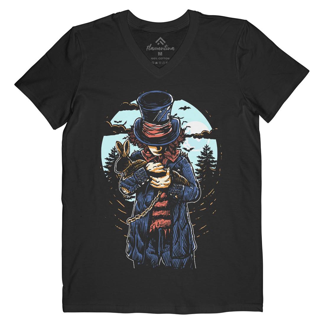 Mad Hatter Mens V-Neck T-Shirt Horror A553