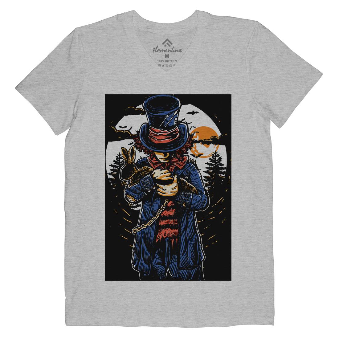 Mad Hatter Mens V-Neck T-Shirt Horror A553