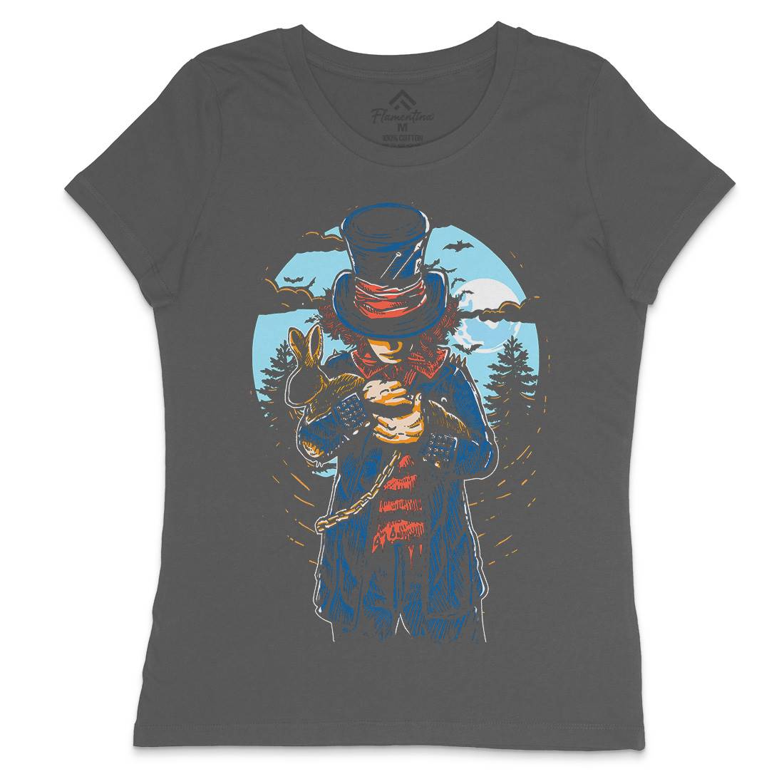 Mad Hatter Womens Crew Neck T-Shirt Horror A553