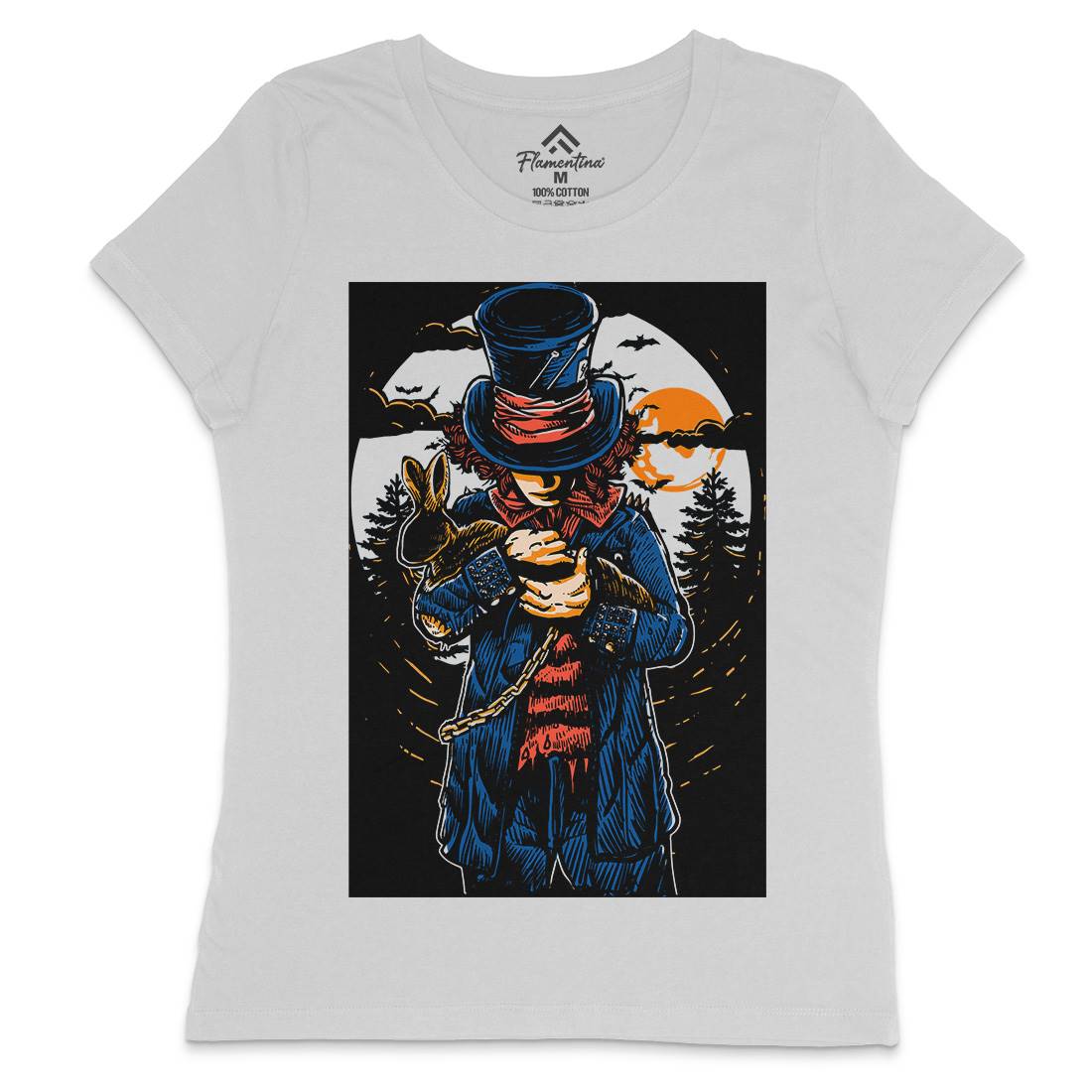 Mad Hatter Womens Crew Neck T-Shirt Horror A553