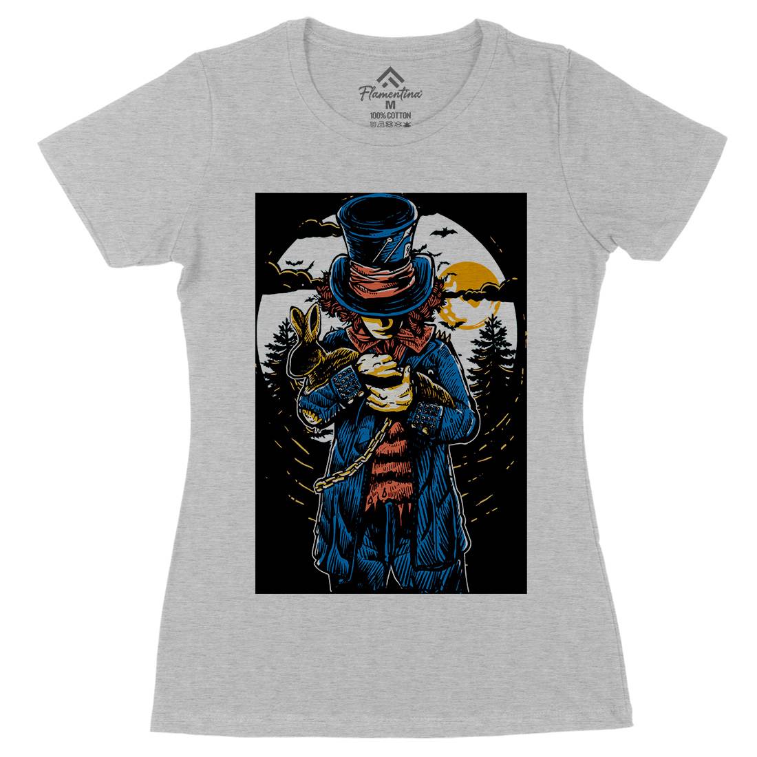 Mad Hatter Womens Organic Crew Neck T-Shirt Horror A553