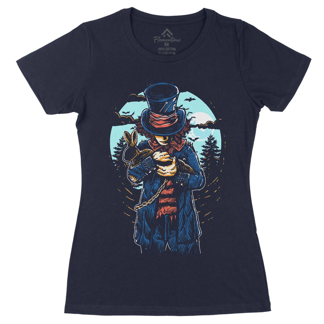 Mad Hatter Womens Organic Crew Neck T-Shirt Horror A553