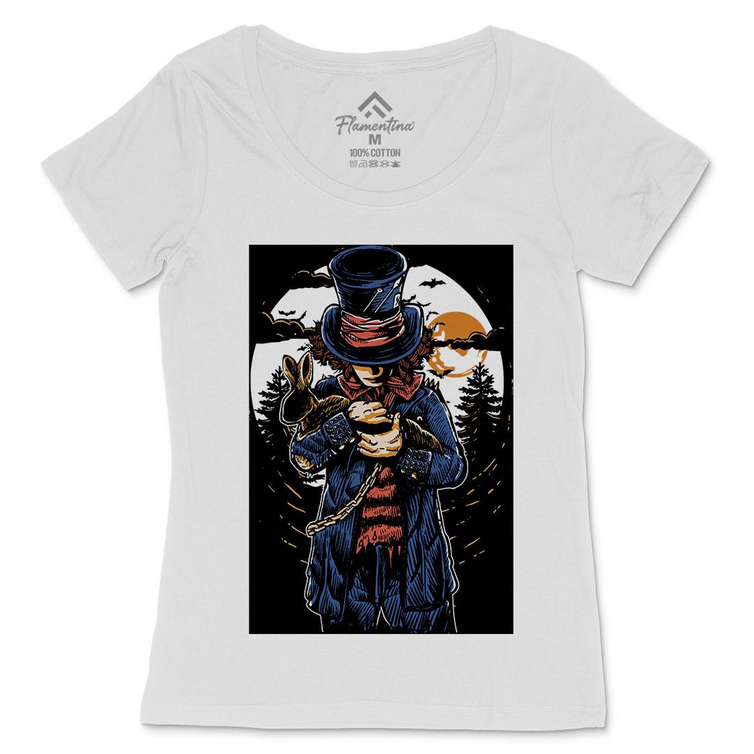 Mad Hatter Womens Scoop Neck T-Shirt Horror A553