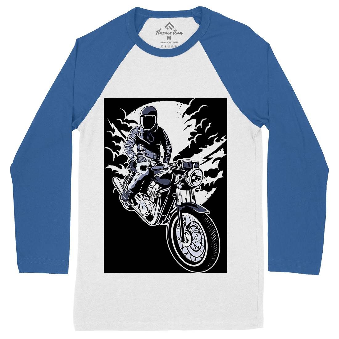 Night Rider Mens Long Sleeve Baseball T-Shirt Horror A556