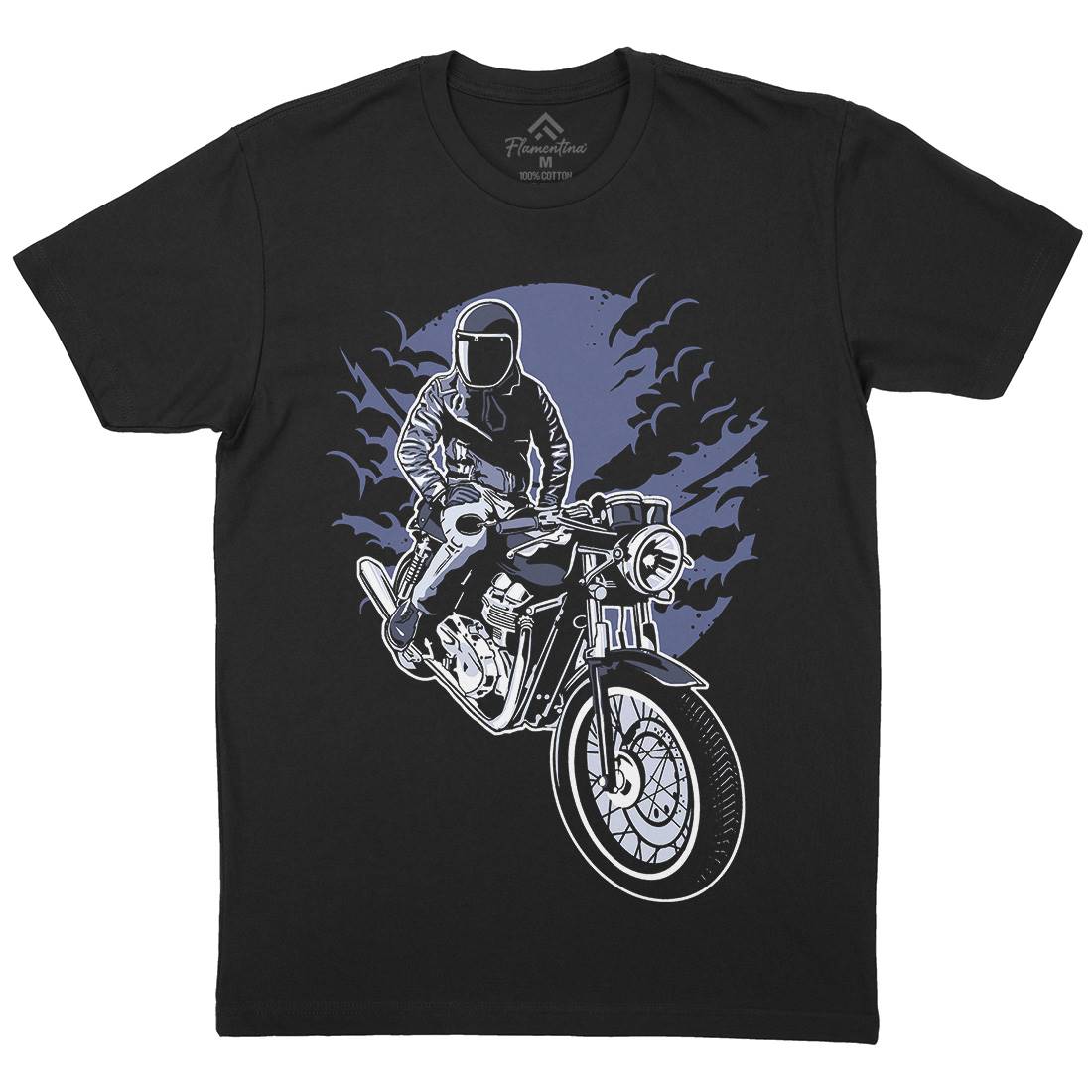 Night Rider Mens Organic Crew Neck T-Shirt Horror A556