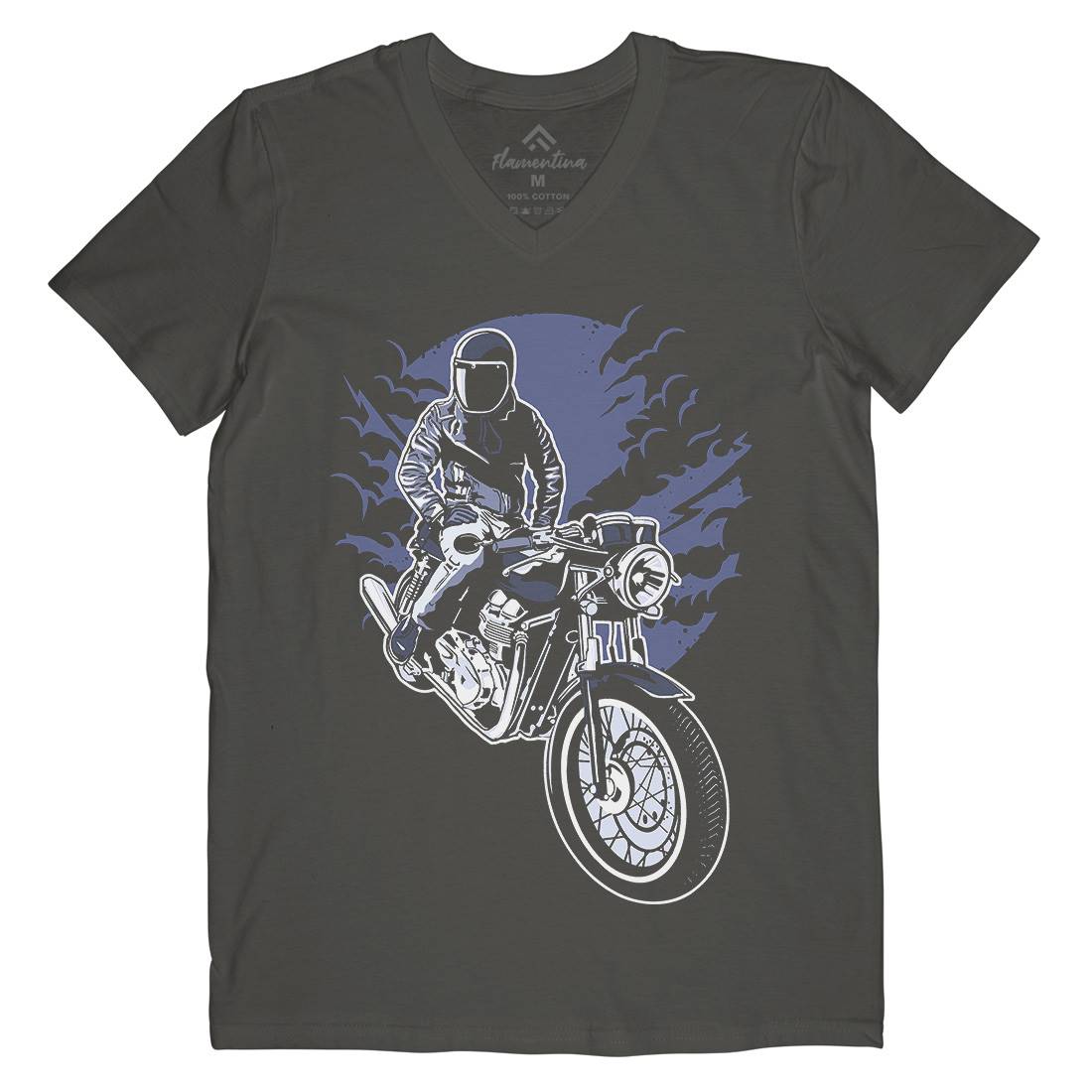 Night Rider Mens V-Neck T-Shirt Horror A556