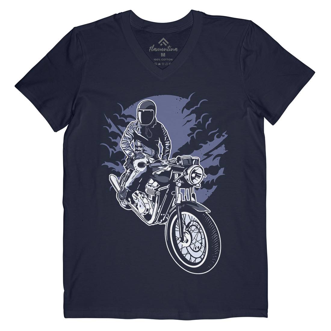 Night Rider Mens Organic V-Neck T-Shirt Horror A556