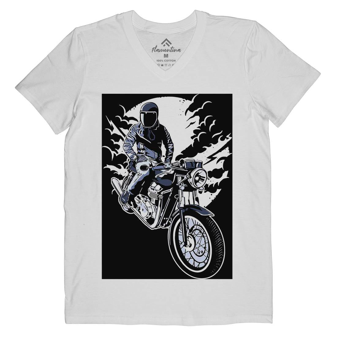 Night Rider Mens V-Neck T-Shirt Horror A556