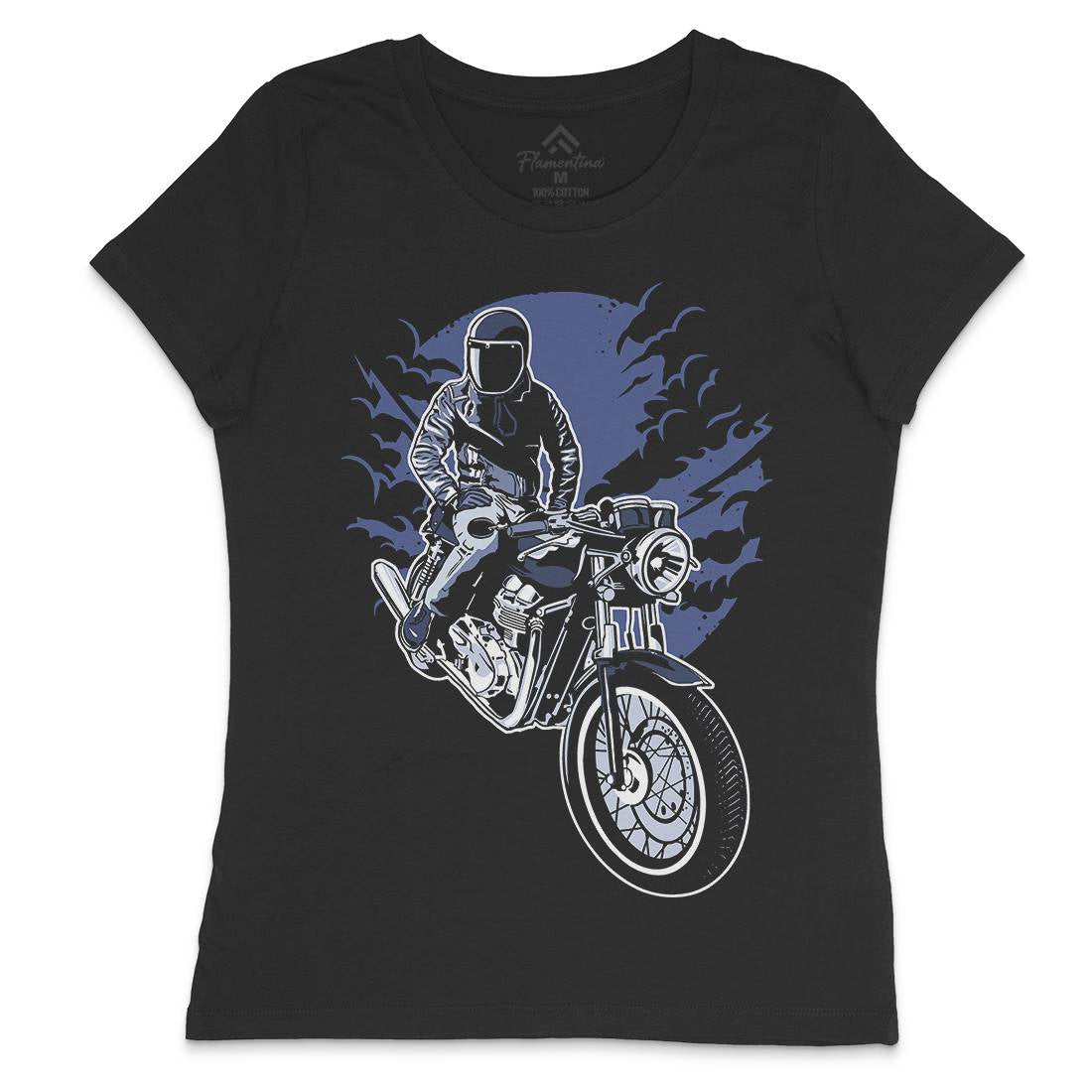 Night Rider Womens Crew Neck T-Shirt Horror A556