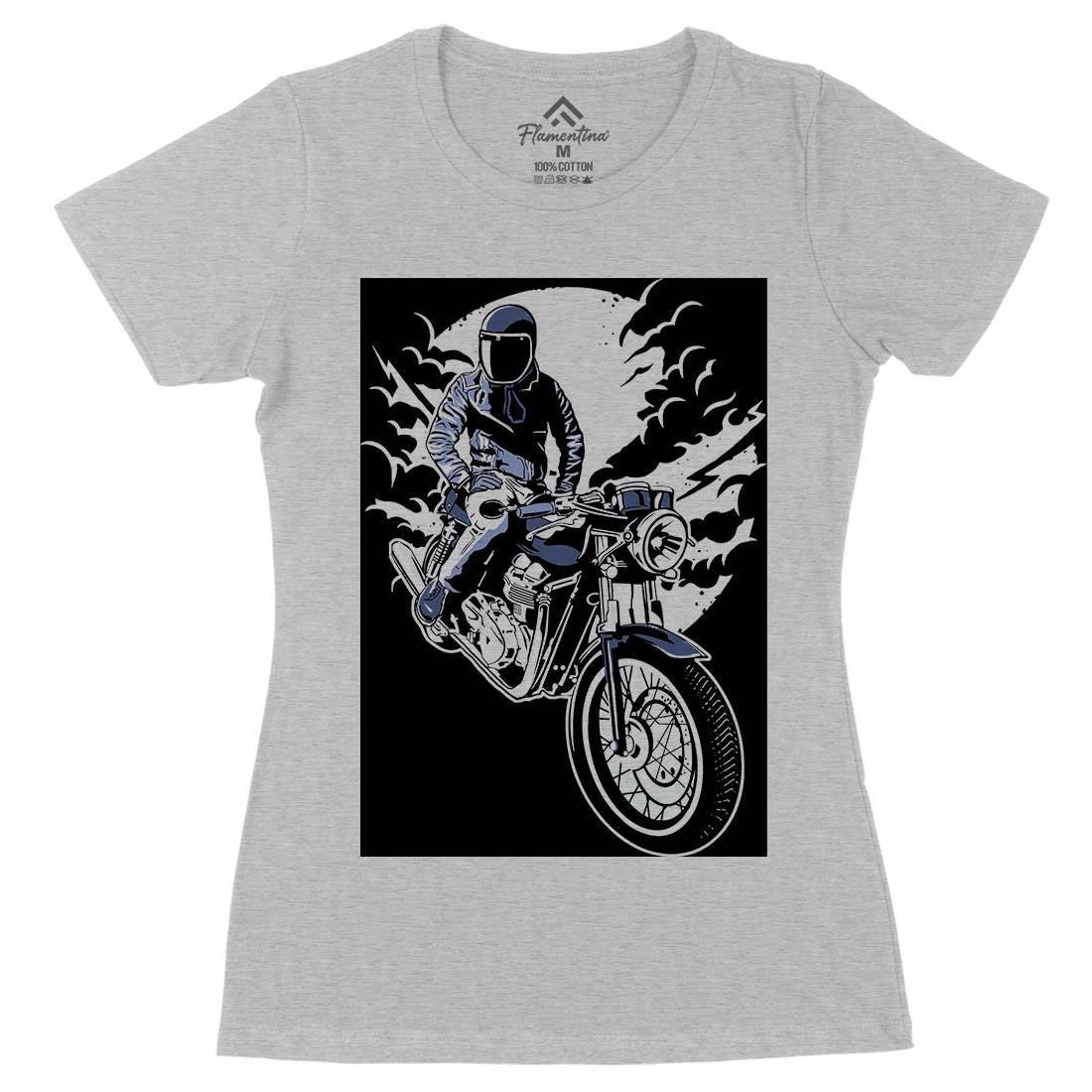Night Rider Womens Organic Crew Neck T-Shirt Horror A556