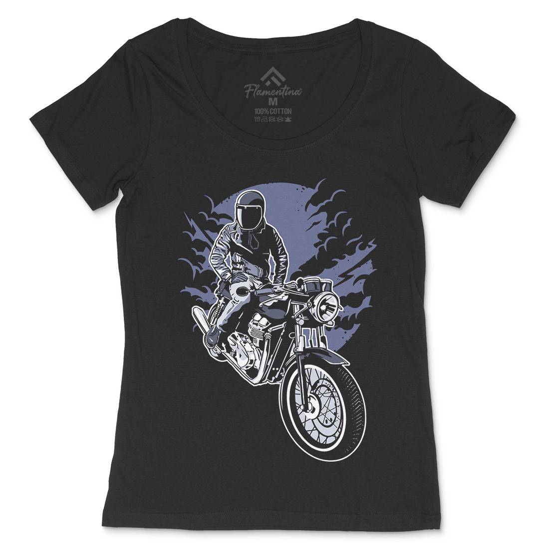 Night Rider Womens Scoop Neck T-Shirt Horror A556