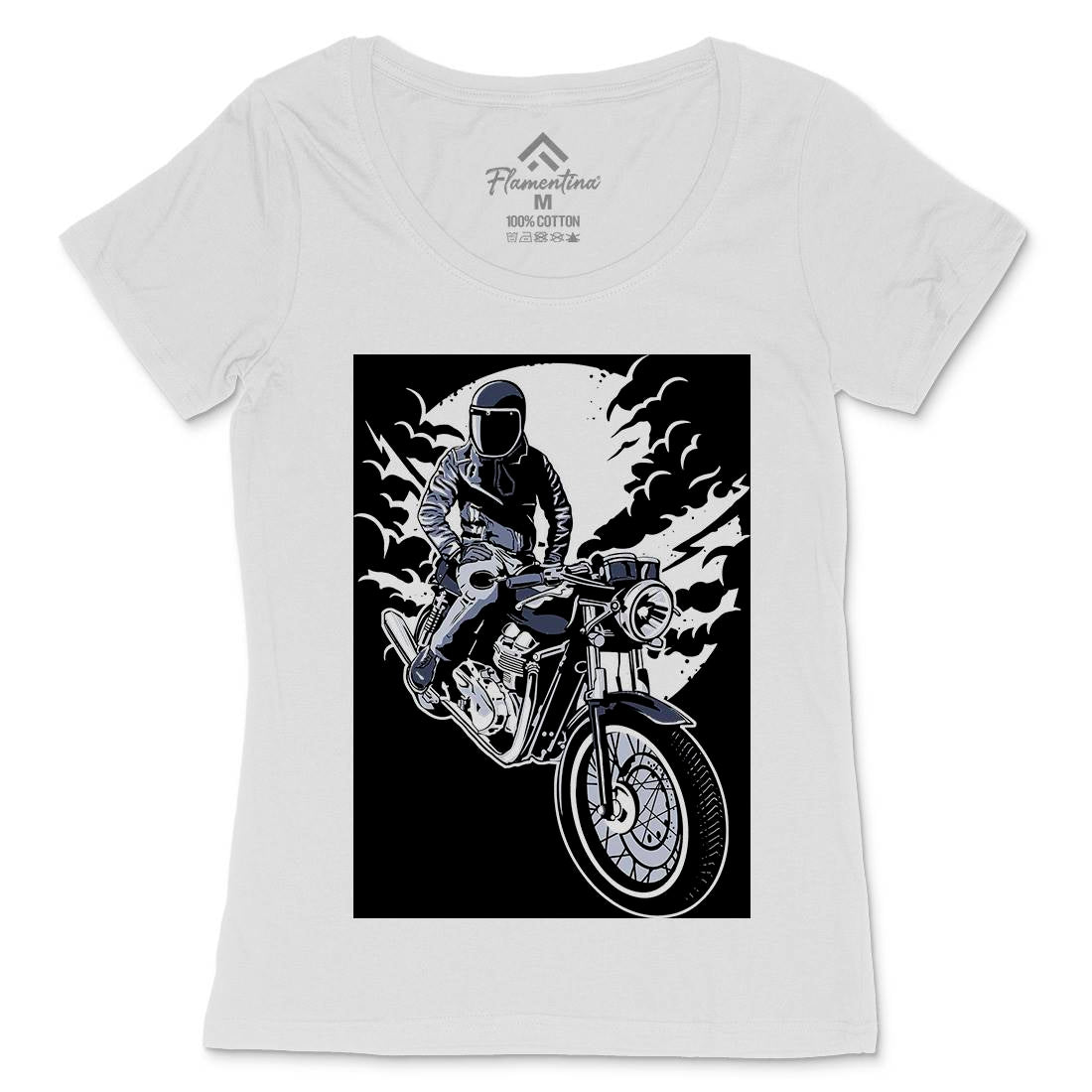 Night Rider Womens Scoop Neck T-Shirt Horror A556