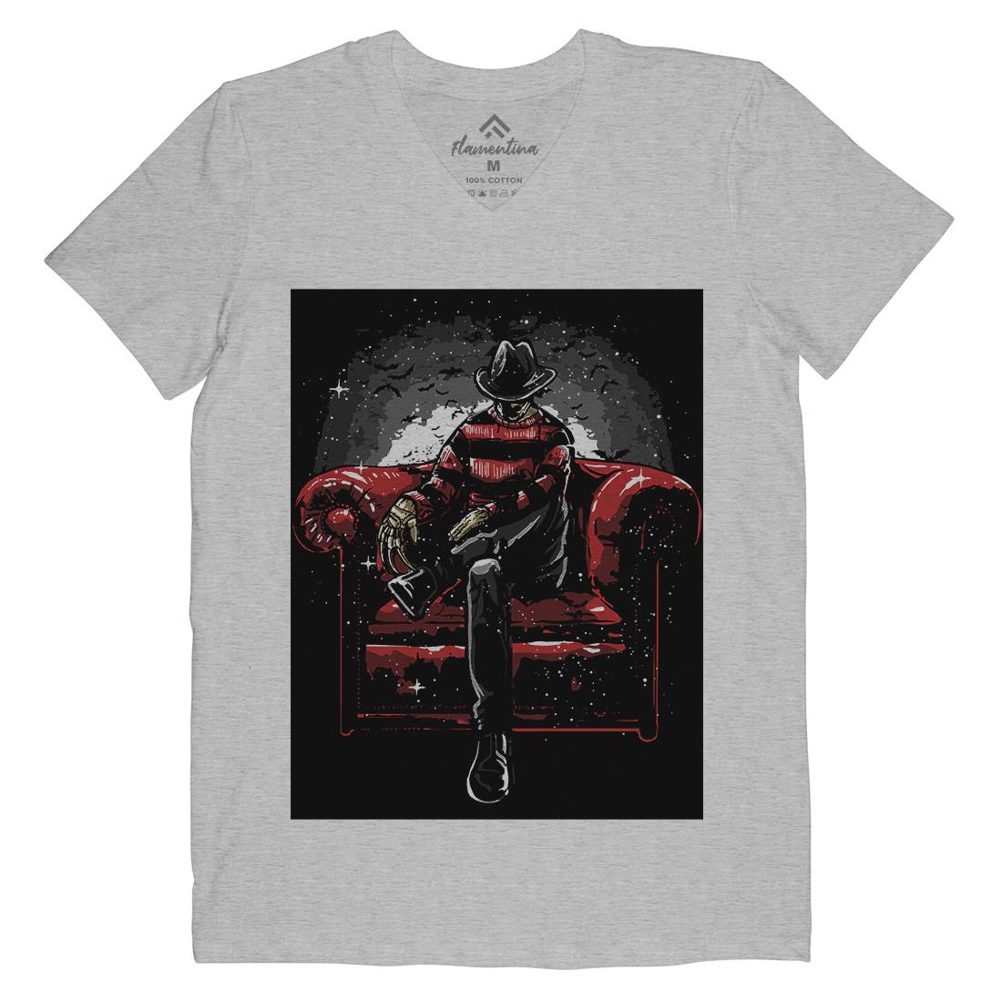 Nightmare Side Mens Organic V-Neck T-Shirt Horror A557