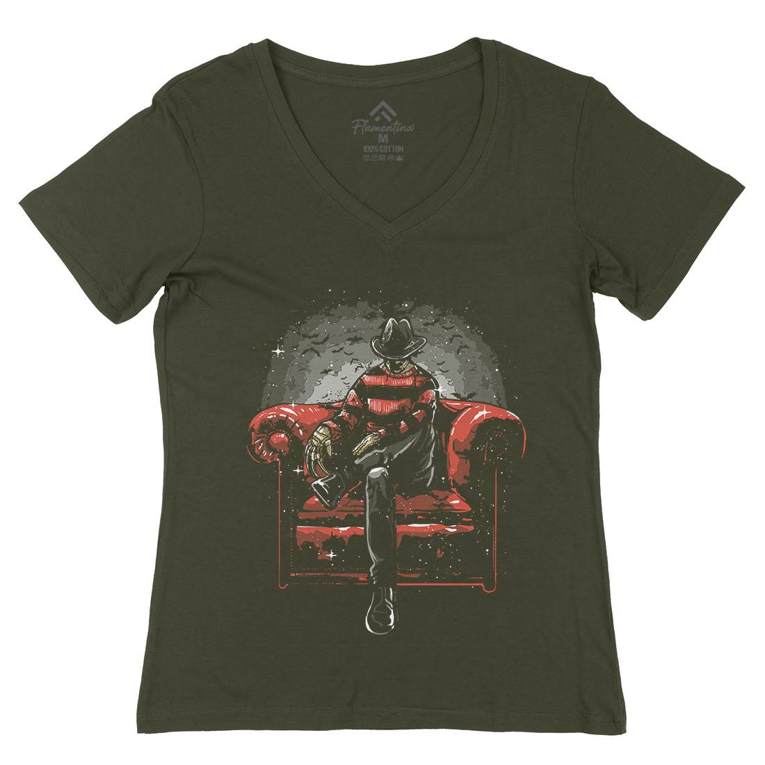 Nightmare Side Womens Organic V-Neck T-Shirt Horror A557