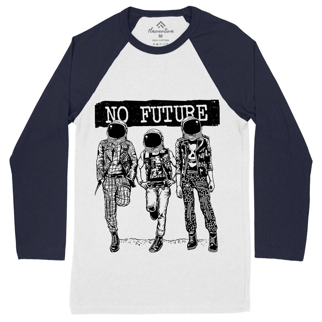 No Future Mens Long Sleeve Baseball T-Shirt Space A558