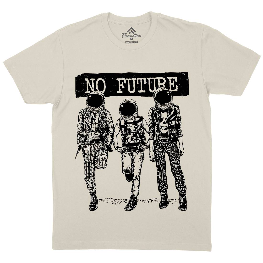 No Future Mens Organic Crew Neck T-Shirt Space A558