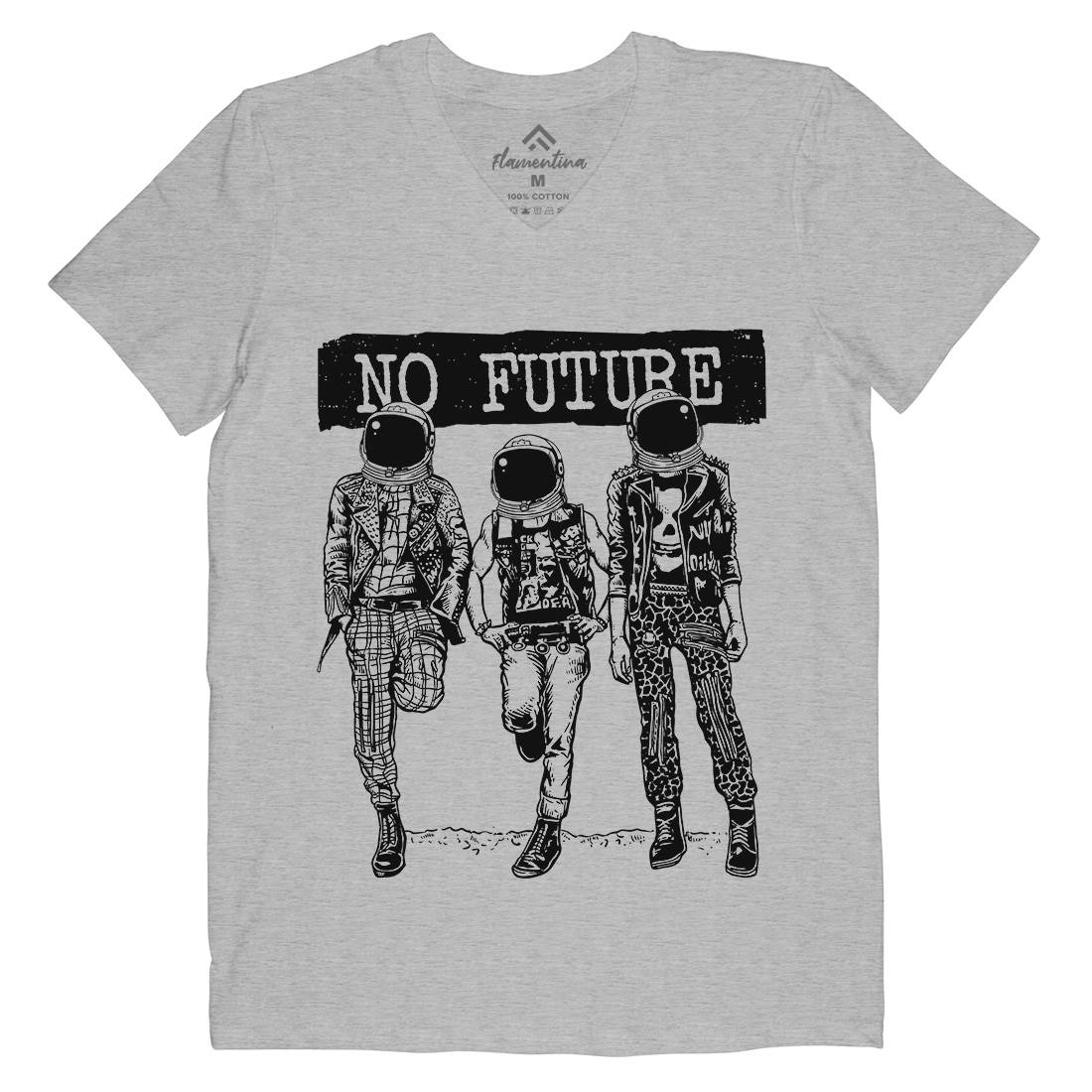 No Future Mens V-Neck T-Shirt Space A558